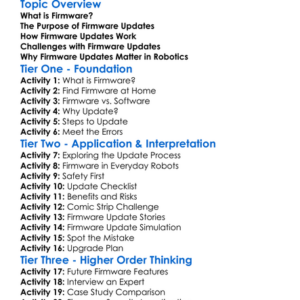 Firmware Updates In Robotics Worksheet Activity Booklet