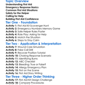 First Aid And Emergency Response Worksheet Activity Booklet