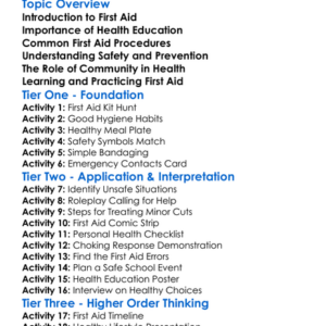 First Aid And Health Education Worksheet Activity Booklet