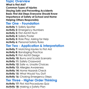 First Aid And Safety Worksheet Activity Booklet