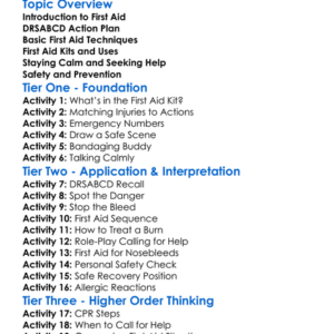 First Aid Principles Worksheet Activity Booklet