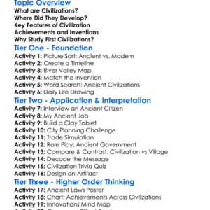 First Civilizations Worksheet Activity Booklet