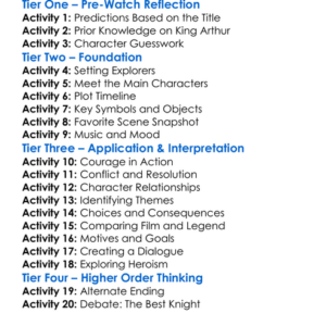 First Knight 1995 Worksheet Activity Booklet
