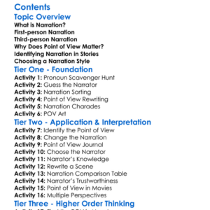 First-Person And Third-Person Narration Worksheet Activity Booklet