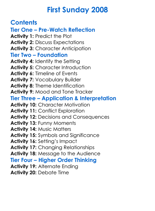 First Sunday 2008 Worksheet Activity Booklet