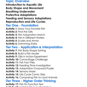 Fish Adaptations To Aquatic Life Worksheet Activity Booklet