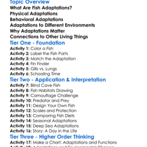 Fish Adaptations Worksheet Activity Booklet