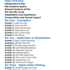 Fish Anatomy And Life Cycle Worksheet Activity Booklet