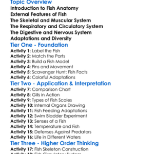 Fish Anatomy And Physiology Worksheet Activity Booklet