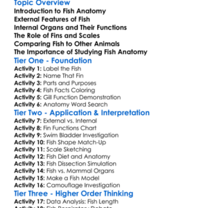 Fish Anatomy Worksheet Activity Booklet