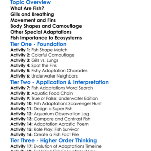Fish And Aquatic Adaptations Worksheet Activity Booklet