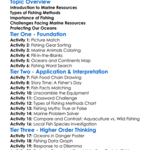 Fishing And Marine Resources Worksheet Activity Booklet