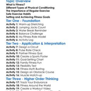 Fitness And Physical Conditioning Worksheet Activity Booklet