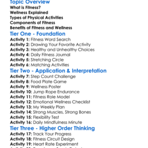 Fitness And Wellness Principles Worksheet Activity Booklet
