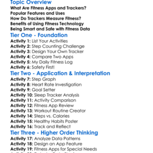 Fitness Apps And Trackers Worksheet Activity Booklet