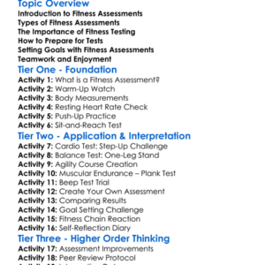 Fitness Assessments Worksheet Activity Booklet