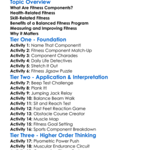 Fitness Components Worksheet Activity Booklet
