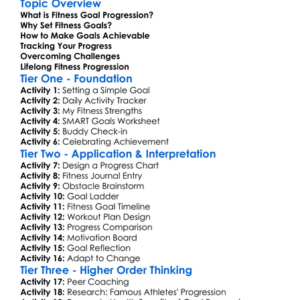 Fitness Goal Progression Worksheet Activity Booklet