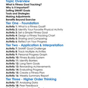 Fitness Goal Tracking Worksheet Activity Booklet
