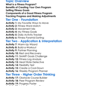 Fitness Program Design Worksheet Activity Booklet