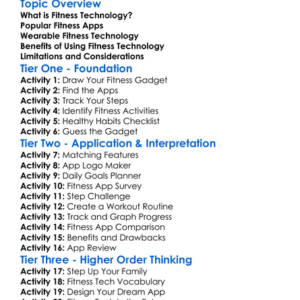 Fitness Technology And Apps Worksheet Activity Booklet