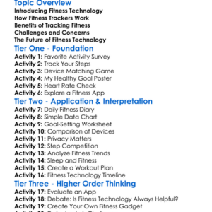 Fitness Technology And Tracking Worksheet Activity Booklet
