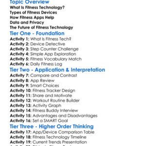 Fitness Technology Basics Worksheet Activity Booklet
