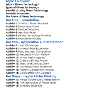 Fitness Technology Worksheet Activity Booklet