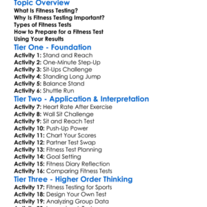 Fitness Testing Worksheet Activity Booklet
