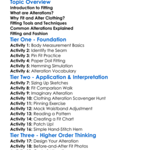 Fitting And Alterations Worksheet Activity Booklet