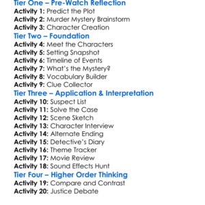 Five Star Murder 2023 Worksheet Activity Booklet