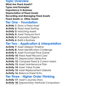 Fixed Assets Worksheet Activity Booklet