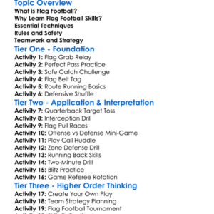 Flag Football Skills Worksheet Activity Booklet
