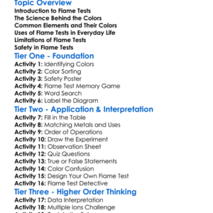 Flame Tests Worksheet Activity Booklet