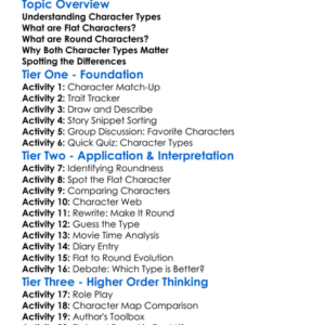 Flat Vs Round Characters Worksheet Activity Booklet