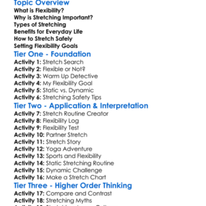 Flexibility And Stretching Worksheet Activity Booklet