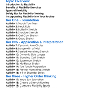 Flexibility Exercises Worksheet Activity Booklet