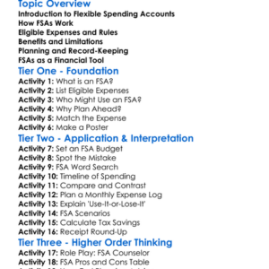 Flexible Spending Accounts Worksheet Activity Booklet