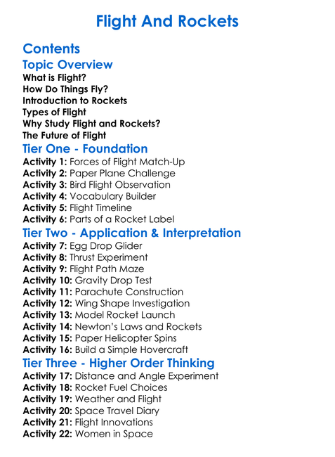 Flight And Rockets Worksheet Activity Booklet