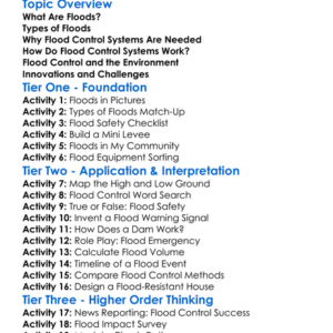 Flood Control Systems Worksheet Activity Booklet