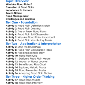 Flood Plains Worksheet Activity Booklet