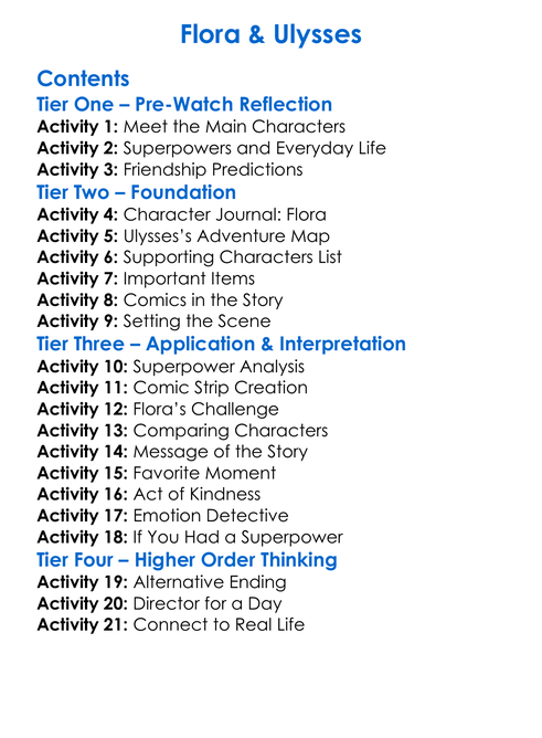 Flora Ulysses Worksheet Activity Booklet