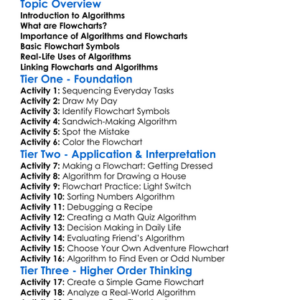 Flowcharts And Algorithms Worksheet Activity Booklet