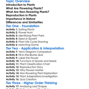 Flowering And Non-Flowering Plants Worksheet Activity Booklet