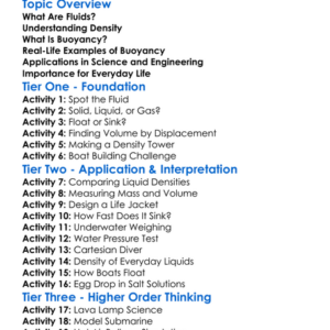 Fluids And Buoyancy Worksheet Activity Booklet