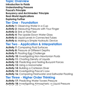Fluids At Rest Worksheet Activity Booklet