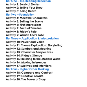 Foe Jm Coetzee Worksheet Activity Booklet