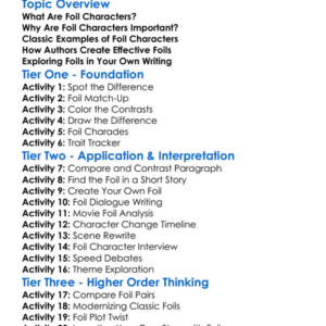Foil Characters Worksheet Activity Booklet