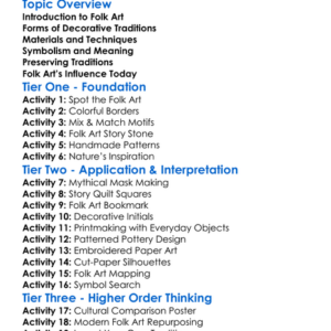 Folk Art And Decorative Traditions Worksheet Activity Booklet