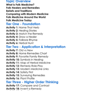 Folk Medicine And Healing Worksheet Activity Booklet
